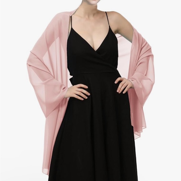 NWOT Pale Pink Chiffon Scarf Wrap Shawl - Picture 2 of 6